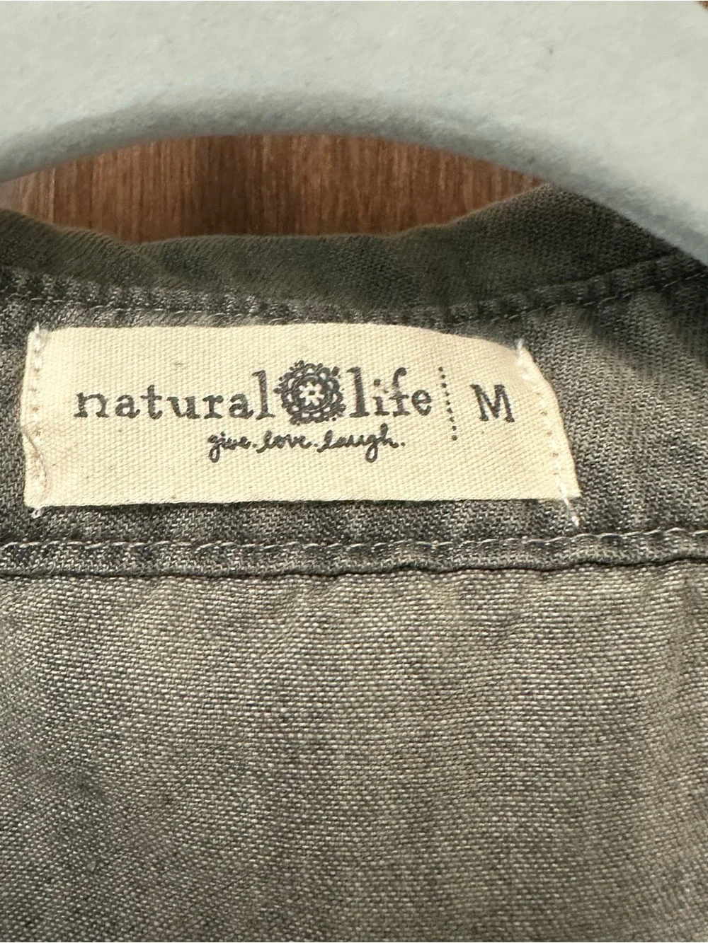 Natural Life Melissa chambray denim dress size M stone gray boho peasant farm - Picture 3 of 8